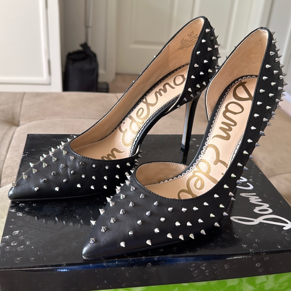 Sam Edelman - Hadlee, Black leather with silver spikes. 8.5 size.